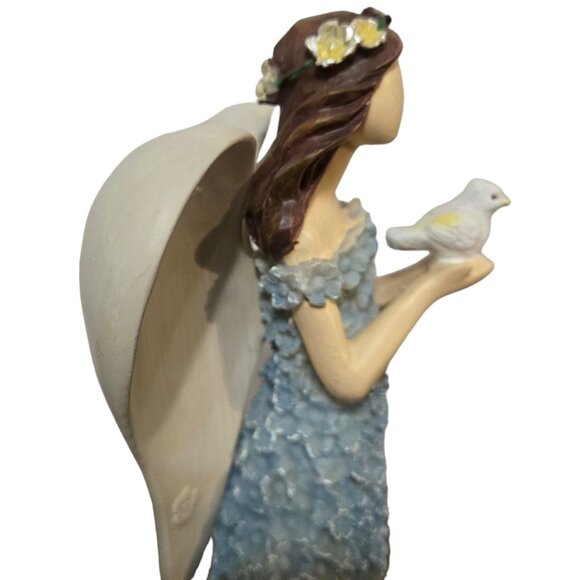 Angel Figurine Holding Dove Flower Dress 10 Inch Valerie Parr Hill QVC - Picture 12 of 16